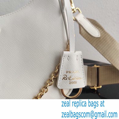 Prada Re-Edition 2005 Saffiano Leather Shoulder Hobo Bag 1BH204 White/Gold 2020