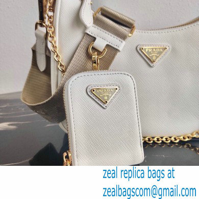 Prada Re-Edition 2005 Saffiano Leather Shoulder Hobo Bag 1BH204 White/Gold 2020