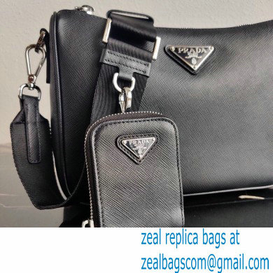 Prada Saffiano Leather Cross-Body Bag 2VH113 Black with Strap 2020