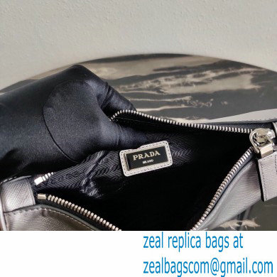 Prada Saffiano Leather Cross-Body Bag 2VH113 Metallic Silver with Strap 2020