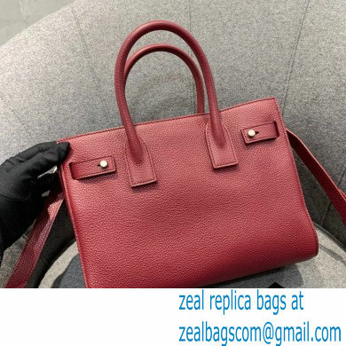 Saint Laurent Classic Baby Sac De Jour Bag in Grained Leather 477477 Burgundy