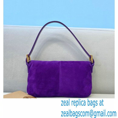 Fendi Vintage Suede Baguette Shoulder Bag Purple 2021