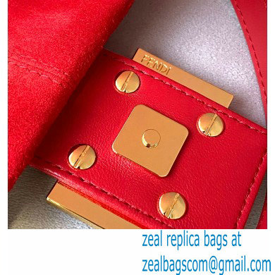 Fendi Vintage Suede Baguette Shoulder Bag Red 2021