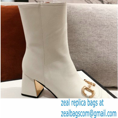 Gucci Leather Ankle Boot with Horsebit 643893 White 2021