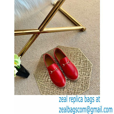 Gucci Leather Horsebit Espadrilles Red 2021