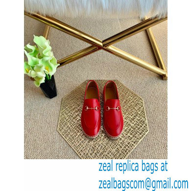 Gucci Leather Horsebit Espadrilles Red 2021