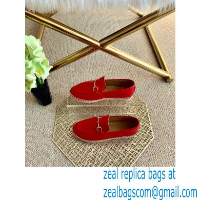 Gucci Leather Horsebit Espadrilles Red 2021