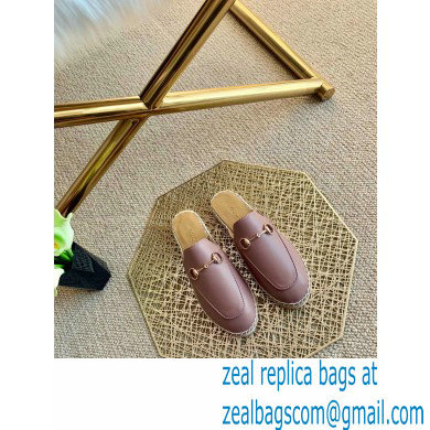 Gucci Leather Horsebit Espadrilles Slippers Dusty Pink 2021