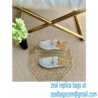 Gucci Leather Horsebit Espadrilles Slippers White 2021