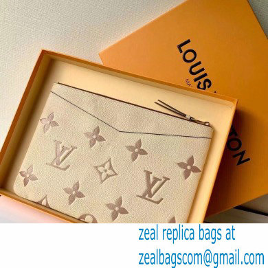 Louis Vuitton Monogram Empreinte Leather Daily Pouch Bag M80174 Cream/Bois de Rose Pink 2021