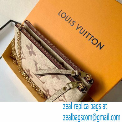 Louis Vuitton Monogram Empreinte Leather Double Zip Pochette Bag M80084 Cream/Bois de Rose Pink 2021