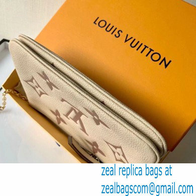 Louis Vuitton Monogram Empreinte Leather Double Zip Pochette Bag M80084 Cream/Bois de Rose Pink 2021