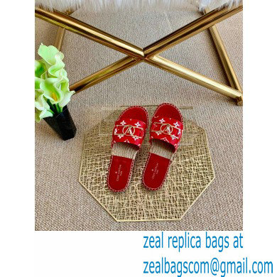 Louis Vuitton Monogram LV Dauphine Espadrilles Slipper Sandals Red 2021