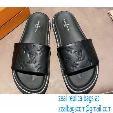 Louis Vuitton Monogram-embossed Slides Mules Black 2021