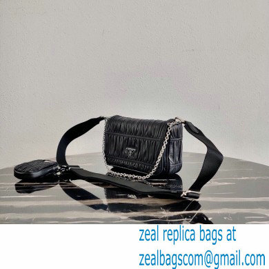 Prada Gaufre Embossed Leather Shoulder Bag 1BD289 Black 2021