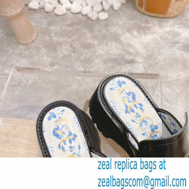 Gucci Heel 8.5cm Platform Slide Sandals with Horsebit 645396 Black 2021
