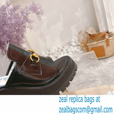 Gucci Heel 8.5cm Platform Slide Sandals with Horsebit 645396 Black 2021
