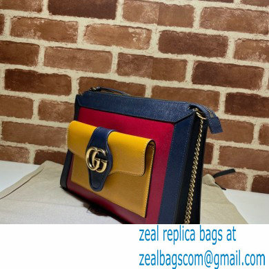 Gucci Small Shoulder Bag with Double G 648999 Leather Navy Blue/Red/Yellow 2021