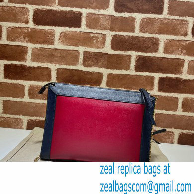 Gucci Small Shoulder Bag with Double G 648999 Leather Navy Blue/Red/Yellow 2021