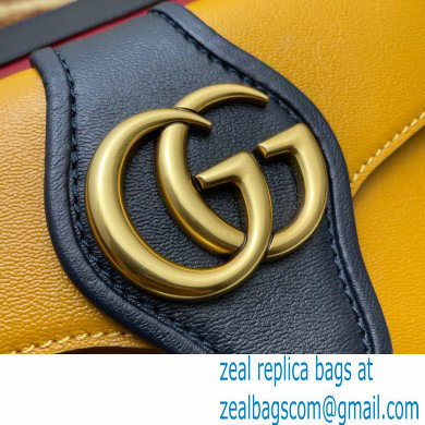 Gucci Small Shoulder Bag with Double G 648999 Leather Navy Blue/Red/Yellow 2021