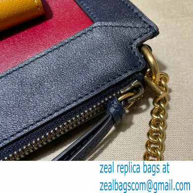 Gucci Small Shoulder Bag with Double G 648999 Leather Navy Blue/Red/Yellow 2021