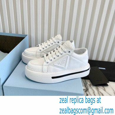 Prada Sheepskin Lining Platform Sneakers in White P01 2021