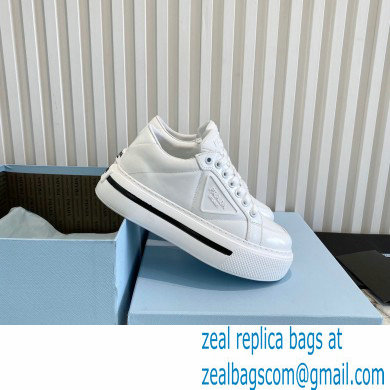 Prada Sheepskin Lining Platform Sneakers in White P01 2021