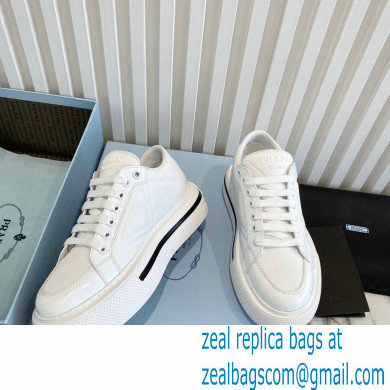 Prada Sheepskin Lining Platform Sneakers in White P01 2021