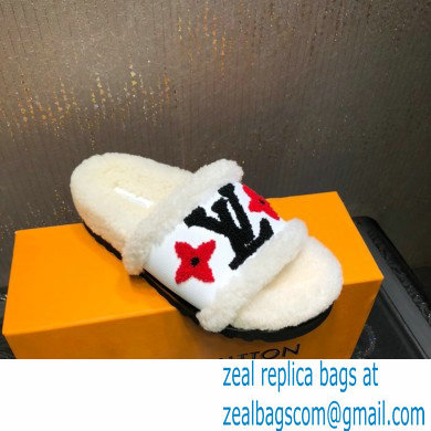 Louis Vuitton Shearling Paseo Flat Comfort Mules White 2021