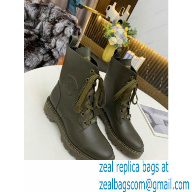 Louis Vuitton Territory Flat Ranger Ankle Boots Kaki Green 2021