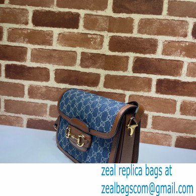 Gucci Horsebit 1955 Small Shoulder Bag 602204 GG Denim Blue 2021