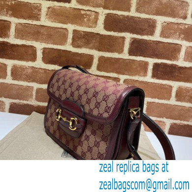 Gucci Horsebit 1955 Small Shoulder Bag 602204 GG Supreme Canvas Burgundy 2021