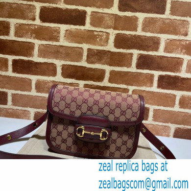 Gucci Horsebit 1955 Small Shoulder Bag 602204 GG Supreme Canvas Burgundy 2021