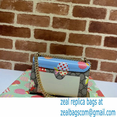 Gucci Les Pommes Padlock Small Shoulder Bag 409487 Apple Print Blue 2021