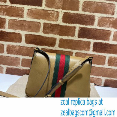 Gucci Small Messenger Bag with Double G and Web 648934 Leather Beige 2021