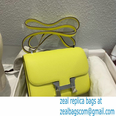 Hermes Constance 18 in original Epsom Leather lemon yellow with silver Hardware