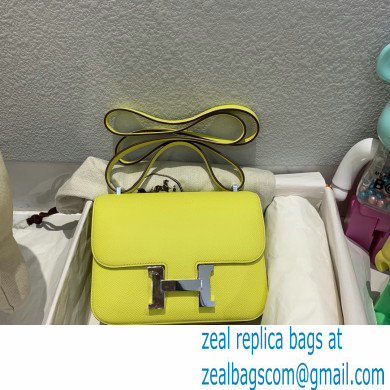 Hermes Constance 18 in original Epsom Leather lemon yellow with silver Hardware