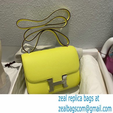 Hermes Constance 18 in original Epsom Leather lemon yellow with silver Hardware