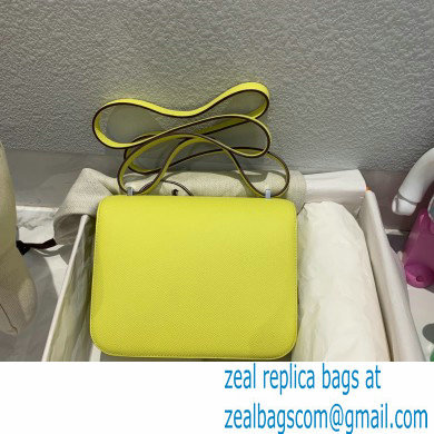 Hermes Constance 18 in original Epsom Leather lemon yellow with silver Hardware