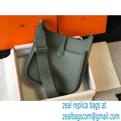 Hermes Evelyne III PM Bag Almond Green with Silver Hardware