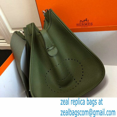 Hermes Evelyne III PM Bag Army Green with Silver Hardware