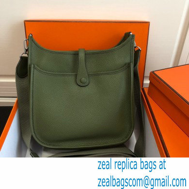 Hermes Evelyne III PM Bag Army Green with Silver Hardware