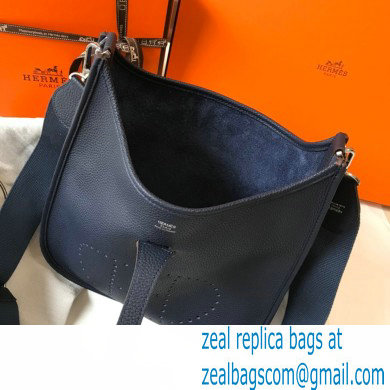 Hermes Evelyne III PM Bag Deep Blue with Silver Hardware