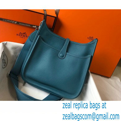 Hermes Evelyne III PM Bag Denim Blue with Silver Hardware