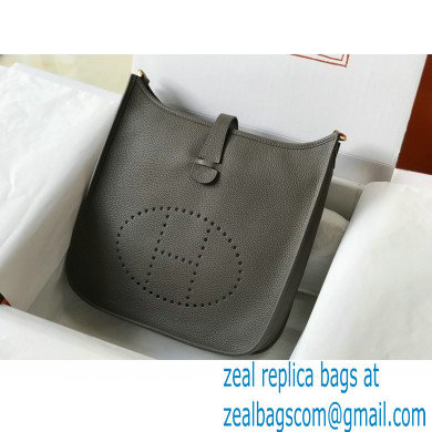 Hermes Evelyne III PM Bag Etain Grey with Gold Hardware Half Handmade