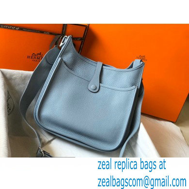 Hermes Evelyne III PM Bag Linen Blue with Silver Hardware