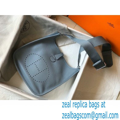 Hermes Evelyne III PM Bag Linen Blue with Silver Hardware