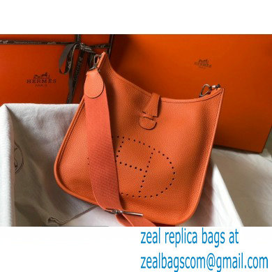 Hermes Evelyne III PM Bag Orange with Silver Hardware