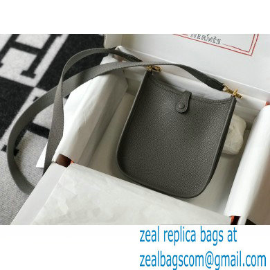 Hermes Mini Evelyne Bag Etain Grey with Gold Hardware Half Handmade