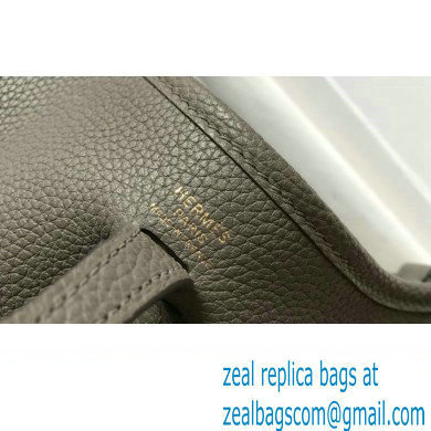 Hermes Mini Evelyne Bag Etain Grey with Gold Hardware Half Handmade